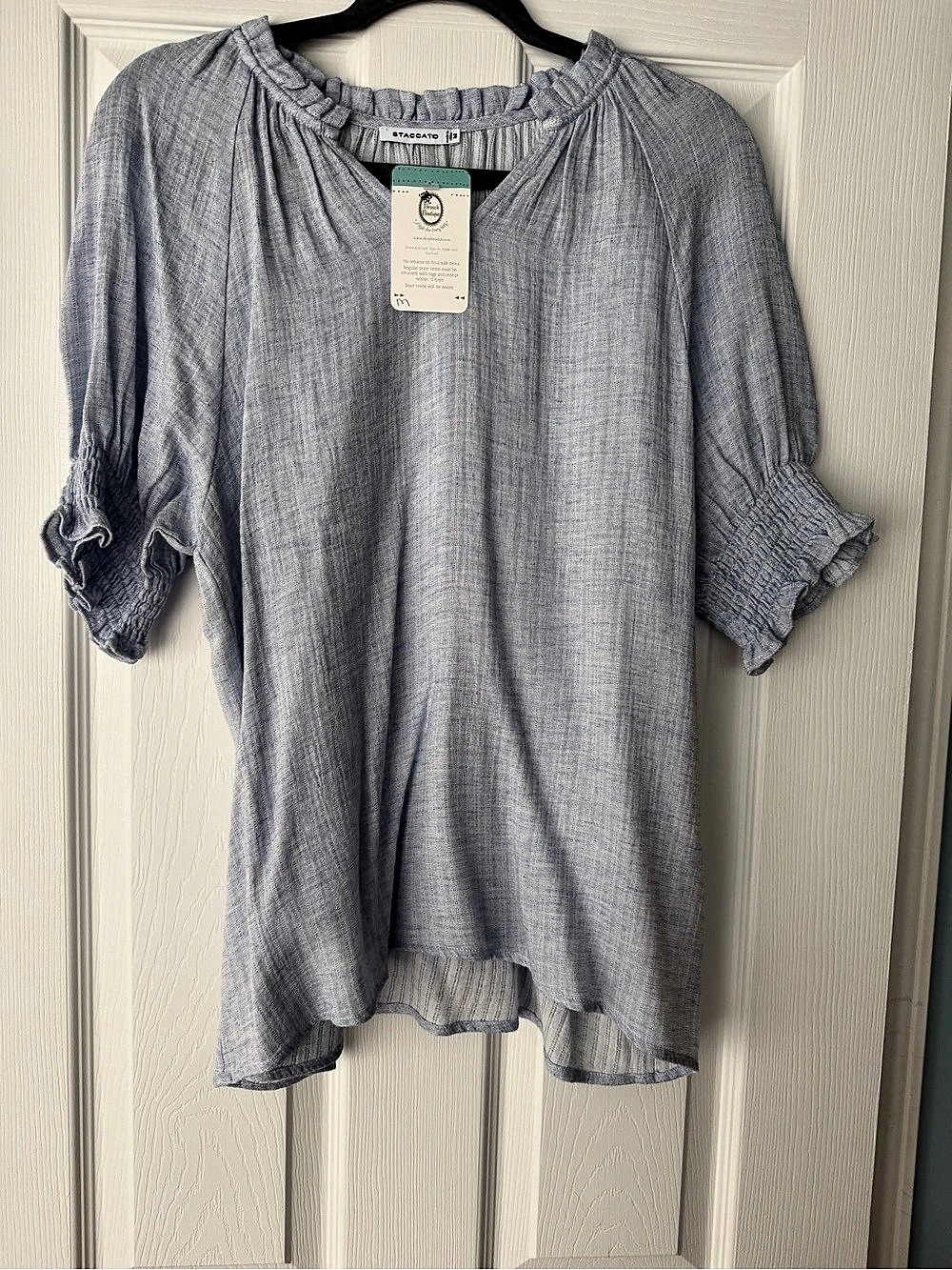 J.Crew Pleated Neck Blouse in Blue Size Medium NWT